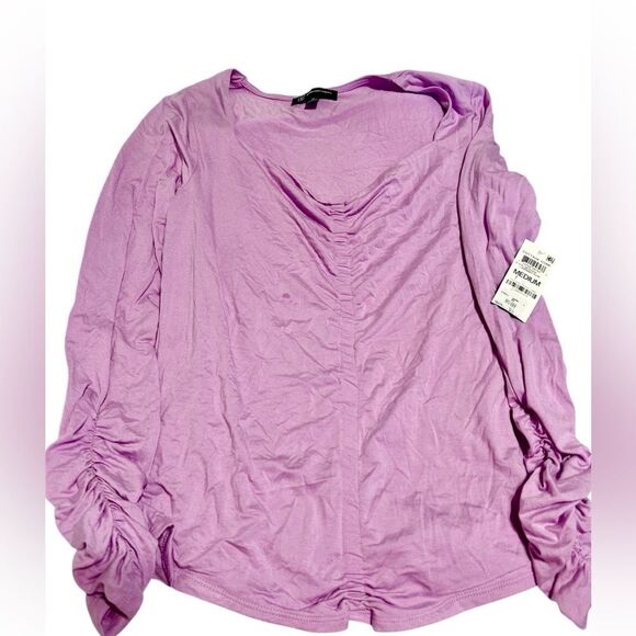 INC International Concepts Women's Lavender Ruched Blouse - Picture 5 of 13